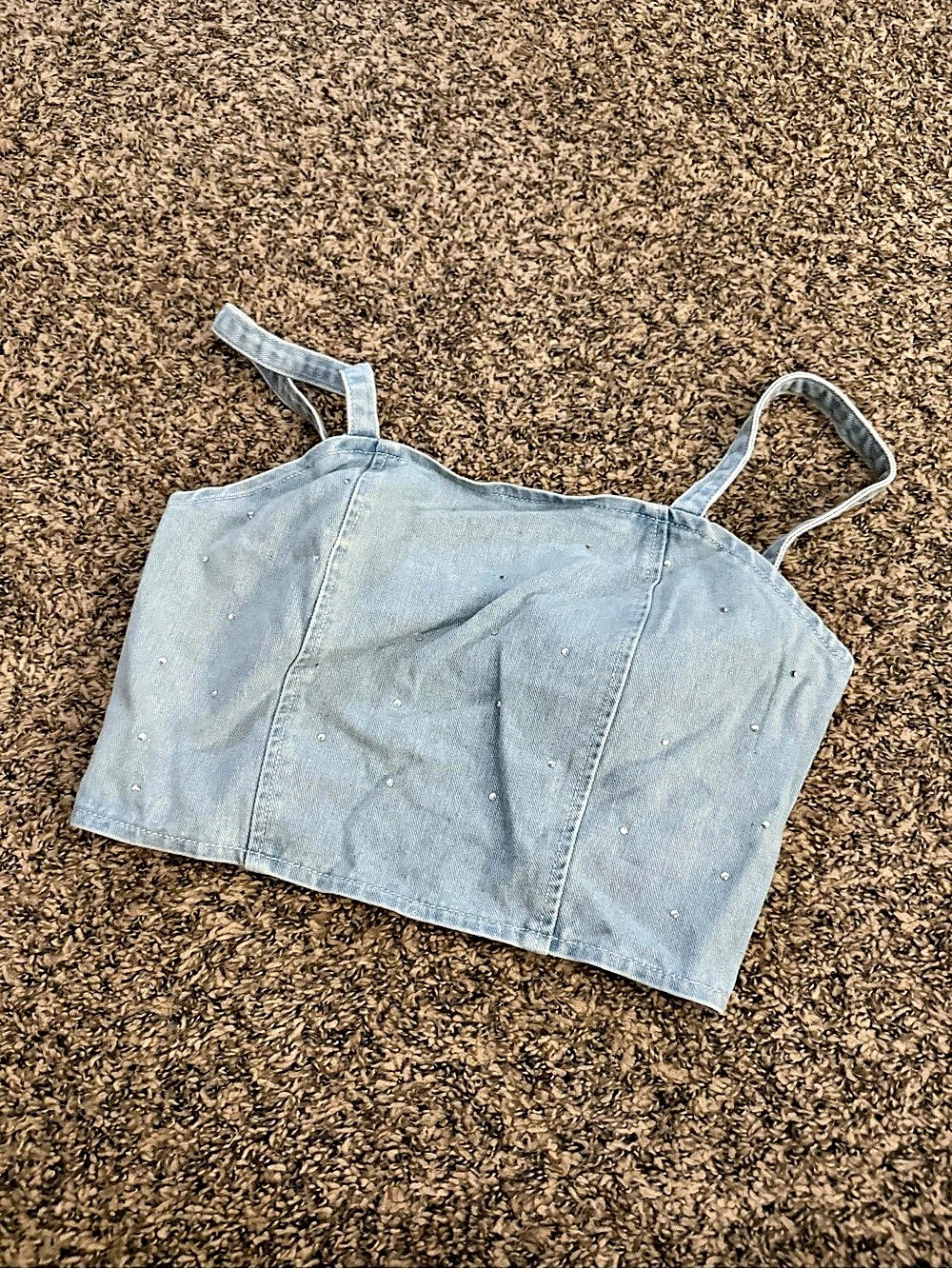 Denim-Style Crop Top in Blue Like New